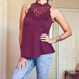 Lace Flare Maroon Blouse